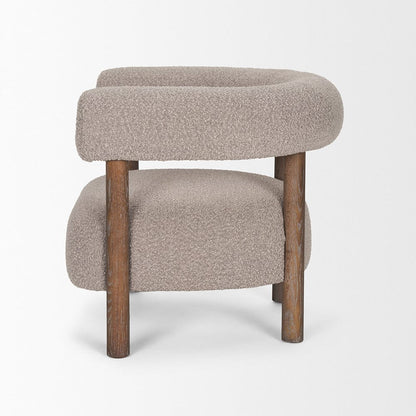 Mercana - Gianna Open Back Medium Brown Wood w/ Taupe Boucle Fabric Accent Chair - 70584 view 3
