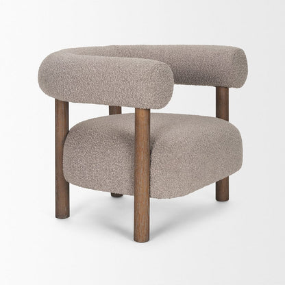 Mercana - Gianna Open Back Medium Brown Wood w/ Taupe Boucle Fabric Accent Chair - 70584 view 6