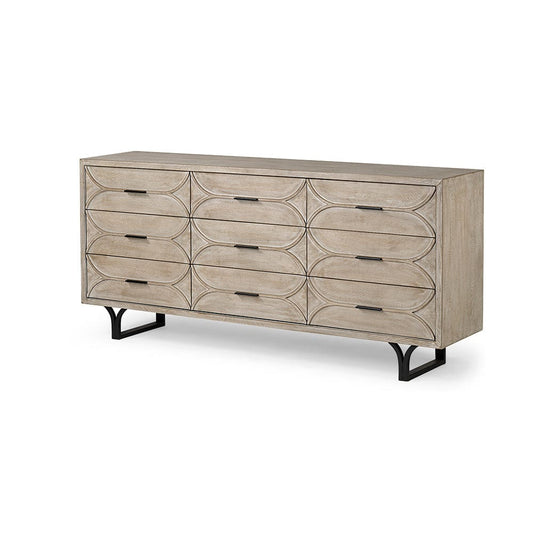 Mercana - Giselle II Brown Fir Veneer W/Black Metal Leg 9 Drawer Sideboard - 68533 view 1