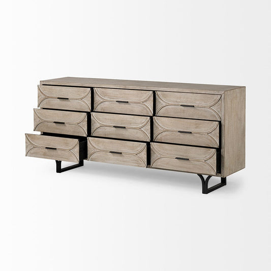 Mercana - Giselle II Brown Fir Veneer W/Black Metal Leg 9 Drawer Sideboard - 68533 view 2