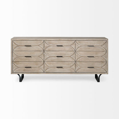 Mercana - Giselle II Brown Fir Veneer W/Black Metal Leg 9 Drawer Sideboard - 68533 view 8