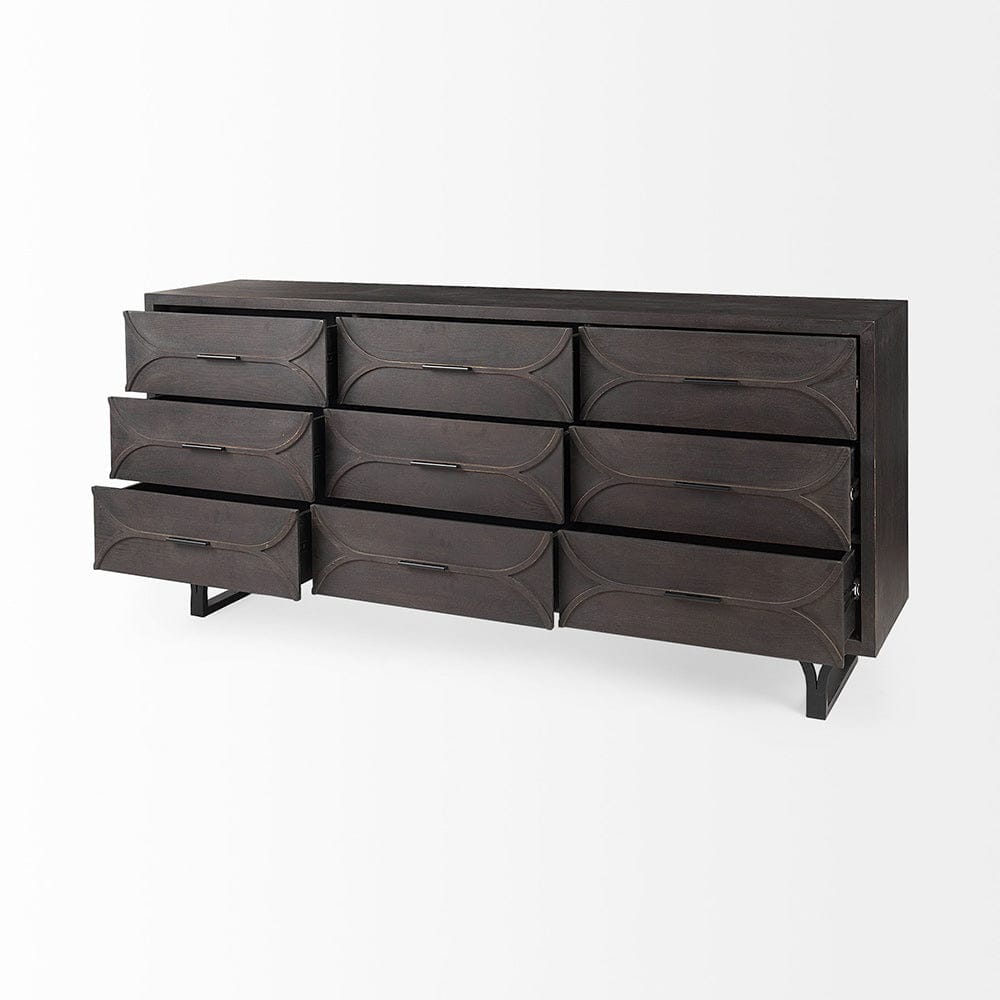 Mercana - Giselle II Dark Brown Fir Veneer 9 Drawer Sideboard - 69374_CLOSEOUT view 5