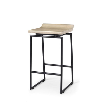 Mercana - Givens 14.0L x 15.8W x 25.8H Natural Wood W/Black Metal Counter Stool - 69556 view 1