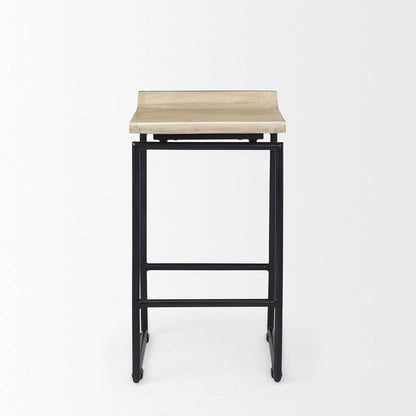 Mercana - Givens 14.0L x 15.8W x 25.8H Natural Wood W/Black Metal Counter Stool - 69556 view 2