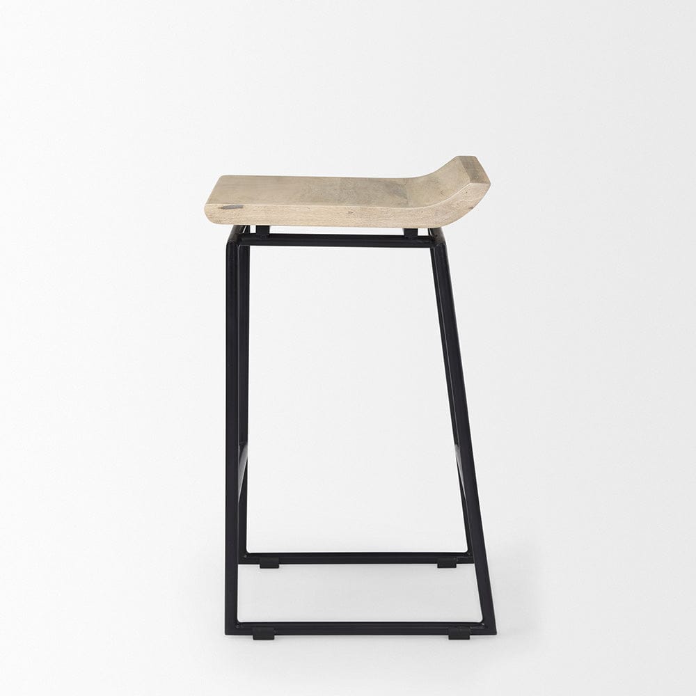 Mercana - Givens 14.0L x 15.8W x 25.8H Natural Wood W/Black Metal Counter Stool - 69556 view 3