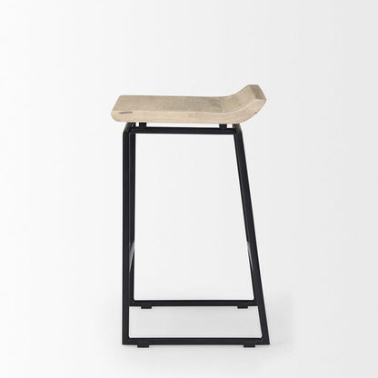 Mercana - Givens 14.0L x 15.8W x 25.8H Natural Wood W/Black Metal Counter Stool - 69556 view 3