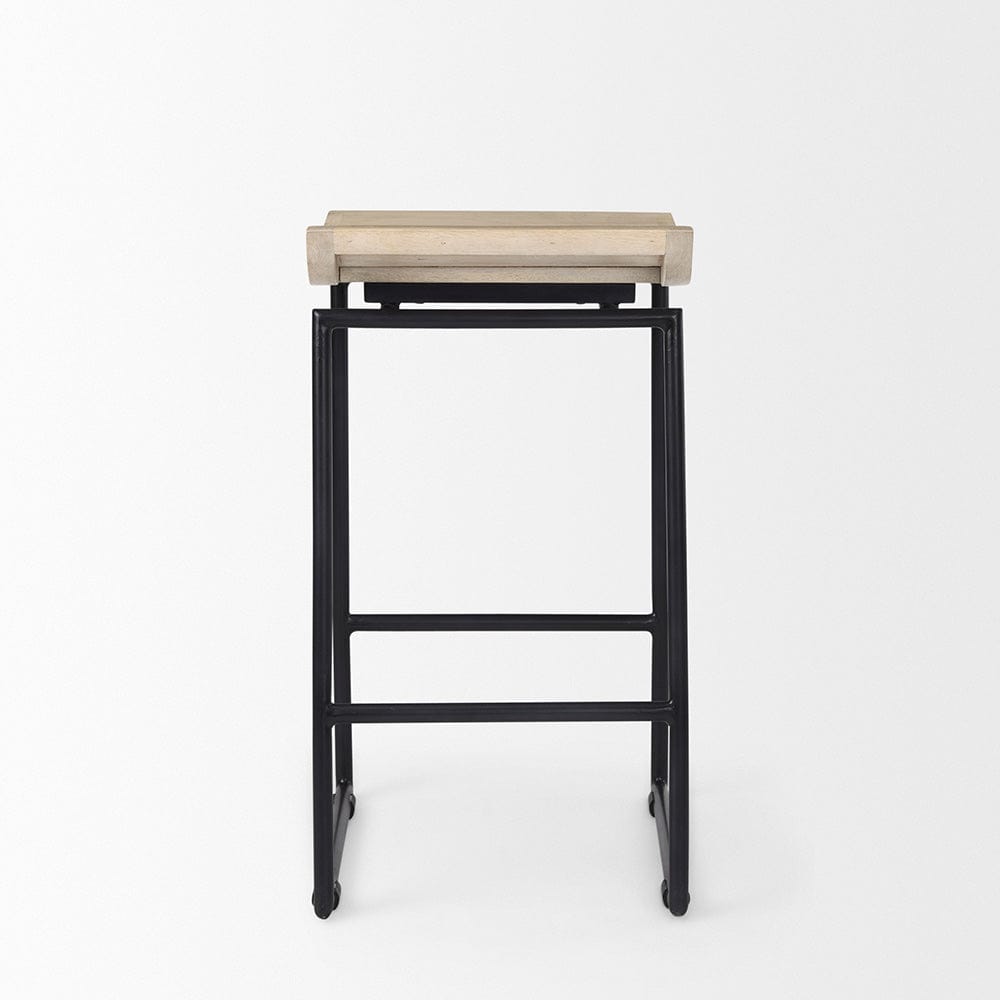 Mercana - Givens 14.0L x 15.8W x 25.8H Natural Wood W/Black Metal Counter Stool - 69556 view 4