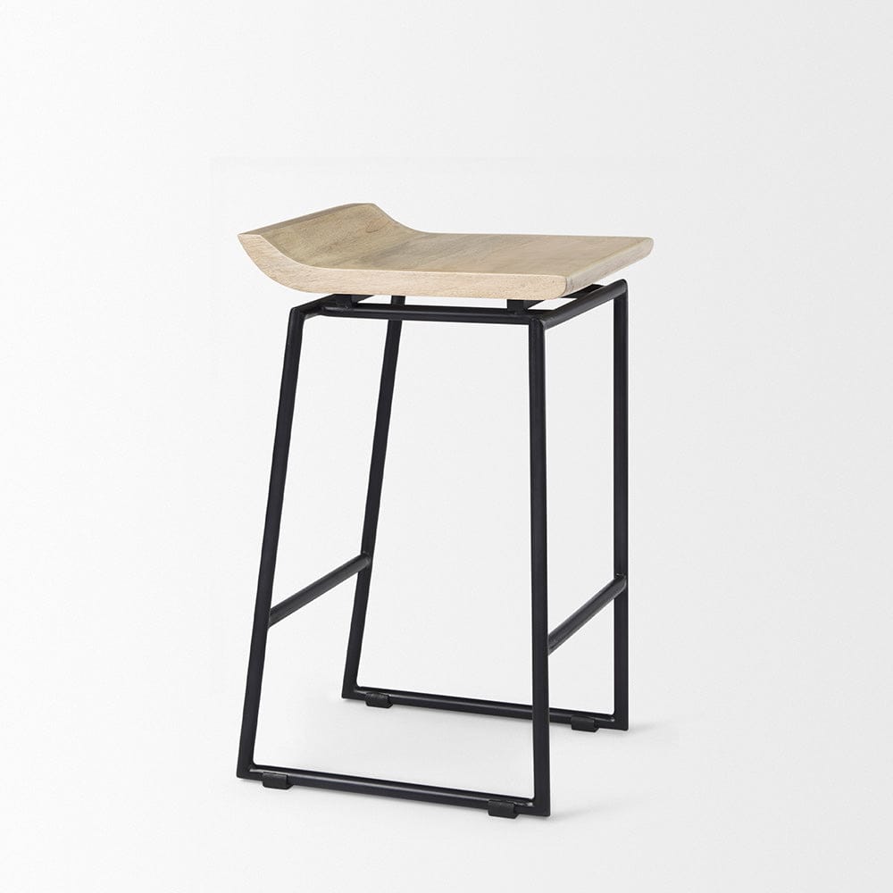 Mercana - Givens 14.0L x 15.8W x 25.8H Natural Wood W/Black Metal Counter Stool - 69556 view 5