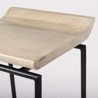 Mercana - Givens 14.0L x 15.8W x 25.8H Natural Wood W/Black Metal Counter Stool - 69556 view 6