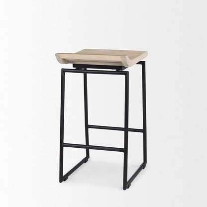 Mercana - Givens 14.0L x 15.8W x 25.8H Natural Wood W/Black Metal Counter Stool - 69556 view 11