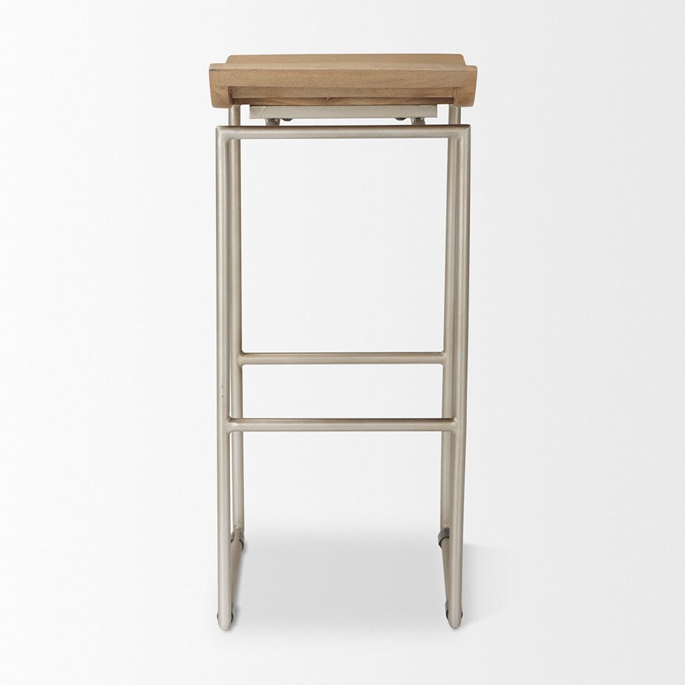 Mercana - Givens 14.0L x 15.8W x 31.8H Brown Wood W/Silver Metal Frame Barstool - 69555 view 4