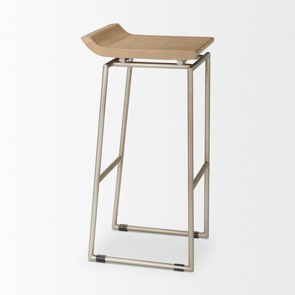 Mercana - Givens 14.0L x 15.8W x 31.8H Brown Wood W/Silver Metal Frame Barstool - 69555 view 5