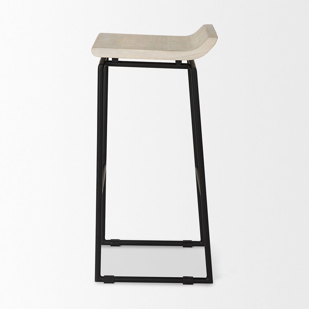 Mercana - Givens 14.0L x 15.8W x 31.8H Natural Wood W/Black Metal Frame Bar Stool - 69557 view 3