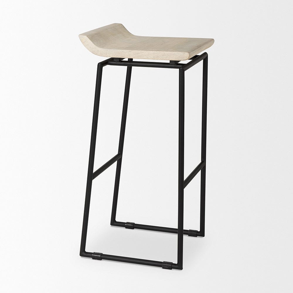 Mercana - Givens 14.0L x 15.8W x 31.8H Natural Wood W/Black Metal Frame Bar Stool - 69557 view 5