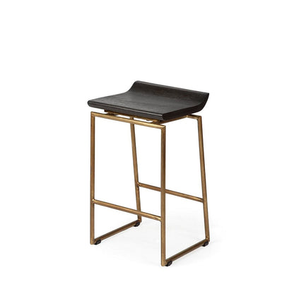 Mercana - Givens 24.25" Seat Height Brown Wood Seat Gold Metal Frame Stool - 67852 view 1