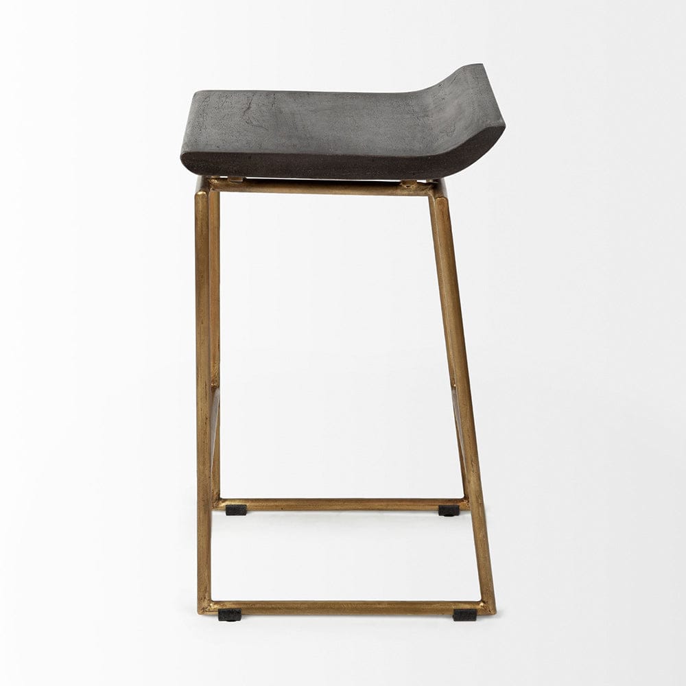 Mercana - Givens 24.25" Seat Height Brown Wood Seat Gold Metal Frame Stool - 67852 view 3