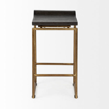 Mercana - Givens 24.25" Seat Height Brown Wood Seat Gold Metal Frame Stool - 67852 view 4