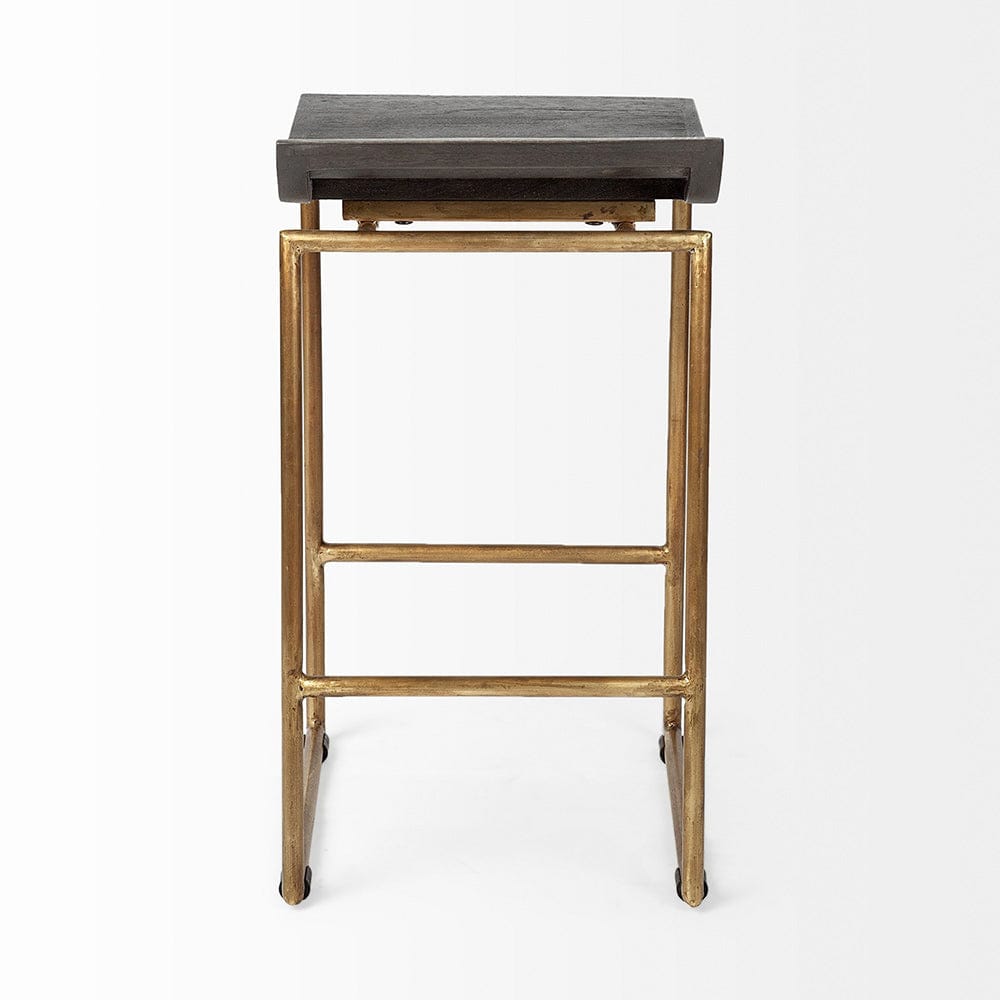 Mercana - Givens 24.25" Seat Height Brown Wood Seat Gold Metal Frame Stool - 67852 view 5