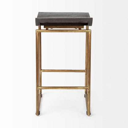 Mercana - Givens 24.25" Seat Height Brown Wood Seat Gold Metal Frame Stool - 67852 view 5