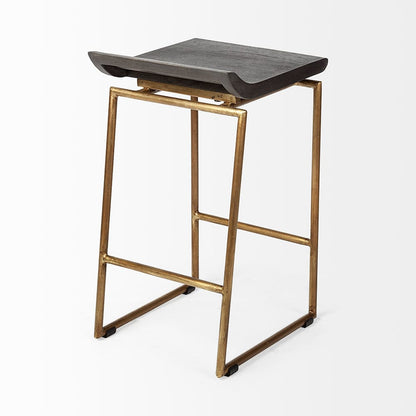 Mercana - Givens 24.25" Seat Height Brown Wood Seat Gold Metal Frame Stool - 67852 view 6