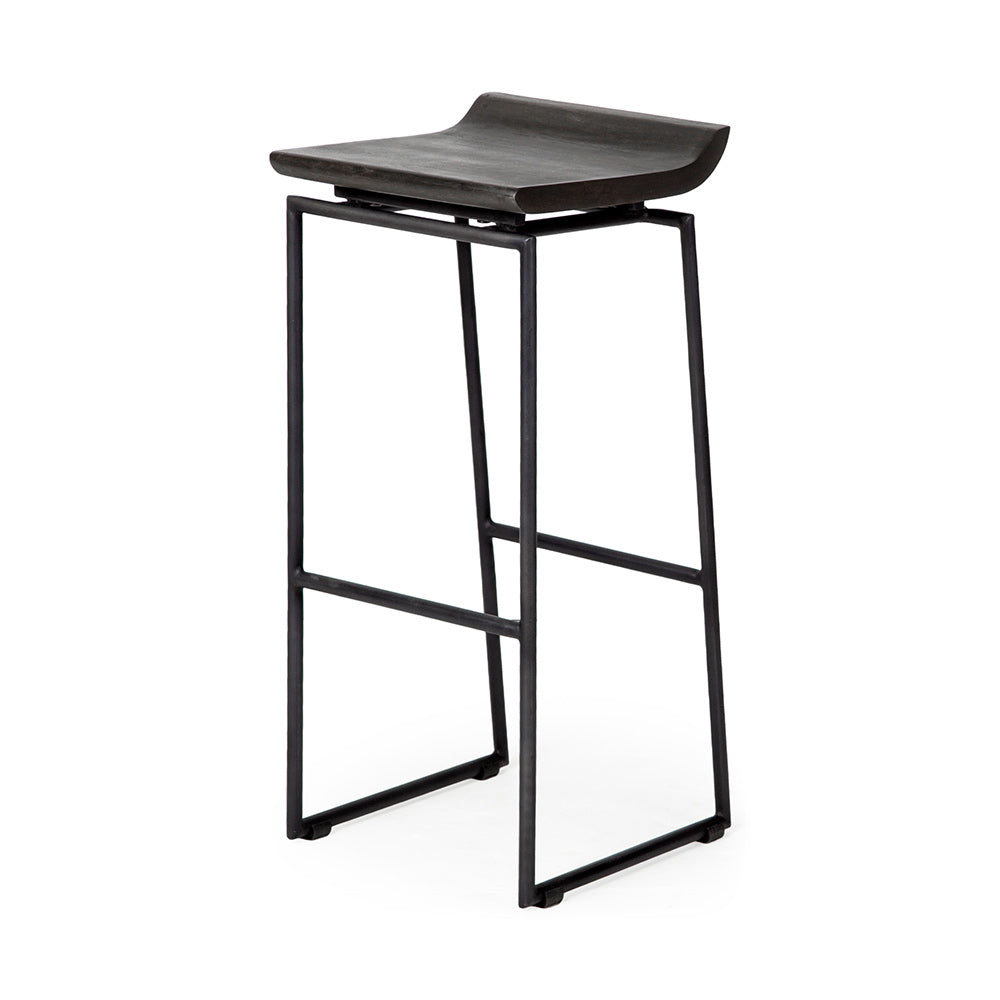 Mercana - Givens 30.25" Seat Height Black Wood Seat Black Metal Base Stool - 67853 view 1