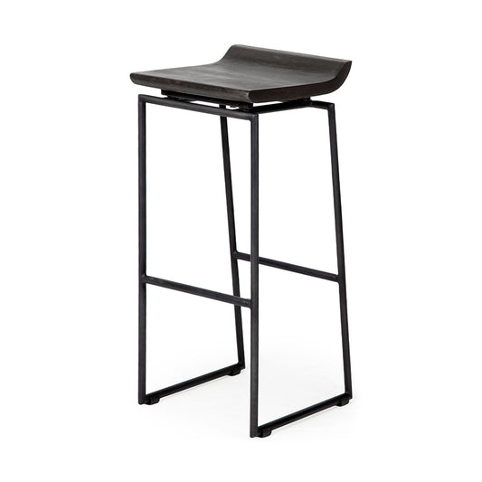 Mercana - Givens 30.25" Seat Height Black Wood Seat Black Metal Base Stool - 67853 view 1