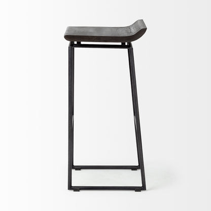 Mercana - Givens 30.25" Seat Height Black Wood Seat Black Metal Base Stool - 67853 view 2