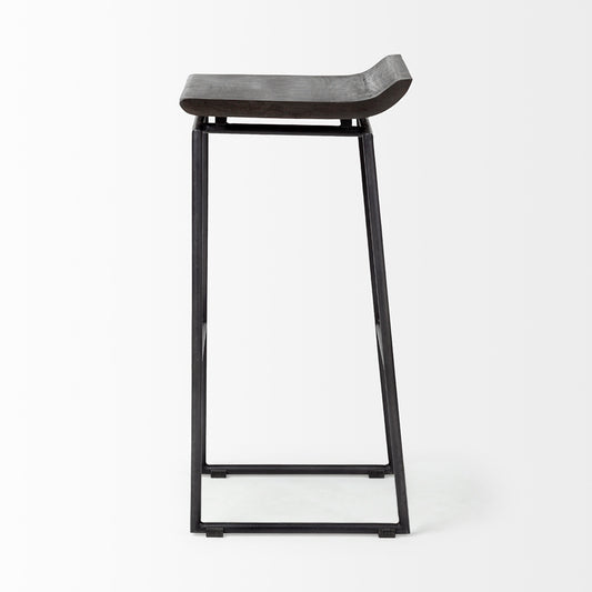 Mercana - Givens 30.25" Seat Height Black Wood Seat Black Metal Base Stool - 67853 view 2