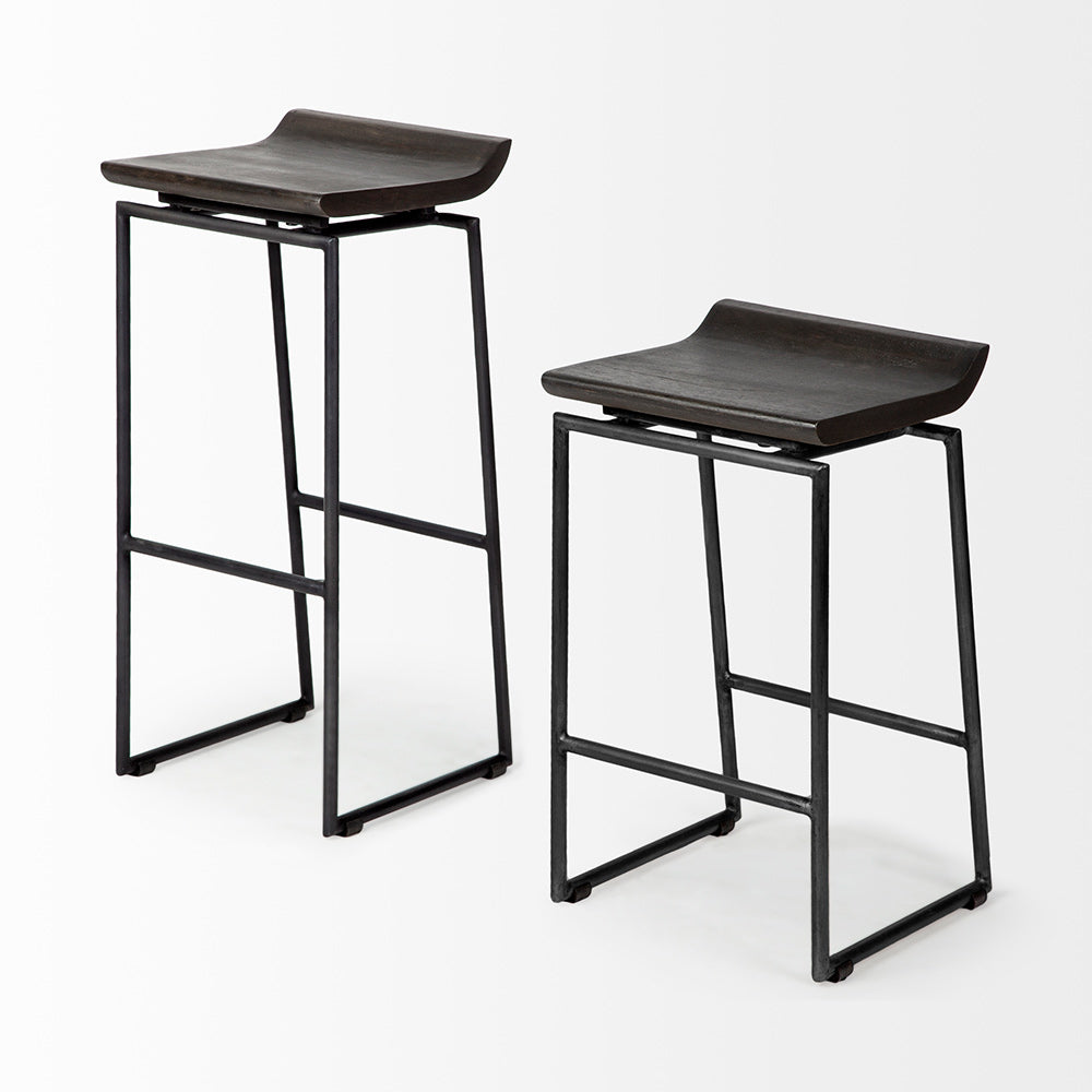 Mercana - Givens 30.25" Seat Height Black Wood Seat Black Metal Base Stool - 67853 view 3