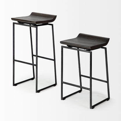 Mercana - Givens 30.25" Seat Height Black Wood Seat Black Metal Base Stool - 67853 view 3
