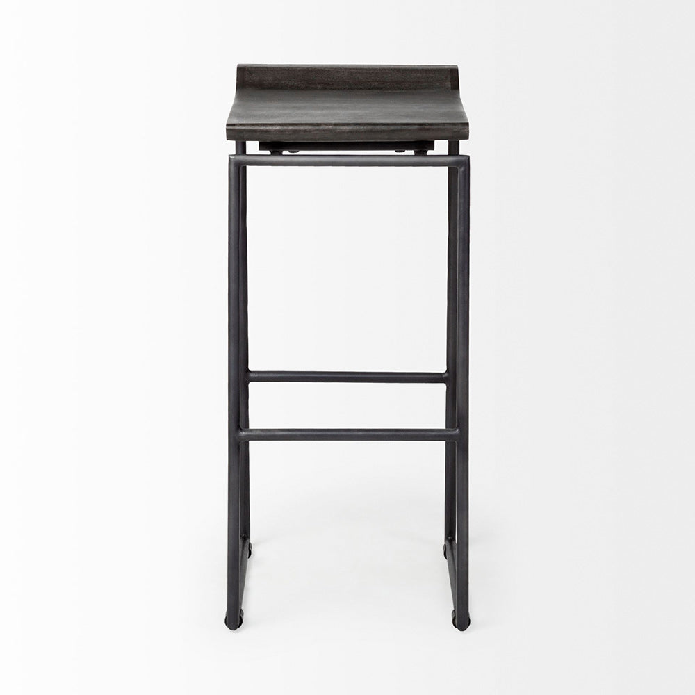 Mercana - Givens 30.25" Seat Height Black Wood Seat Black Metal Base Stool - 67853 view 4