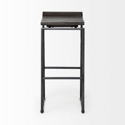 Mercana - Givens 30.25" Seat Height Black Wood Seat Black Metal Base Stool - 67853 view 4