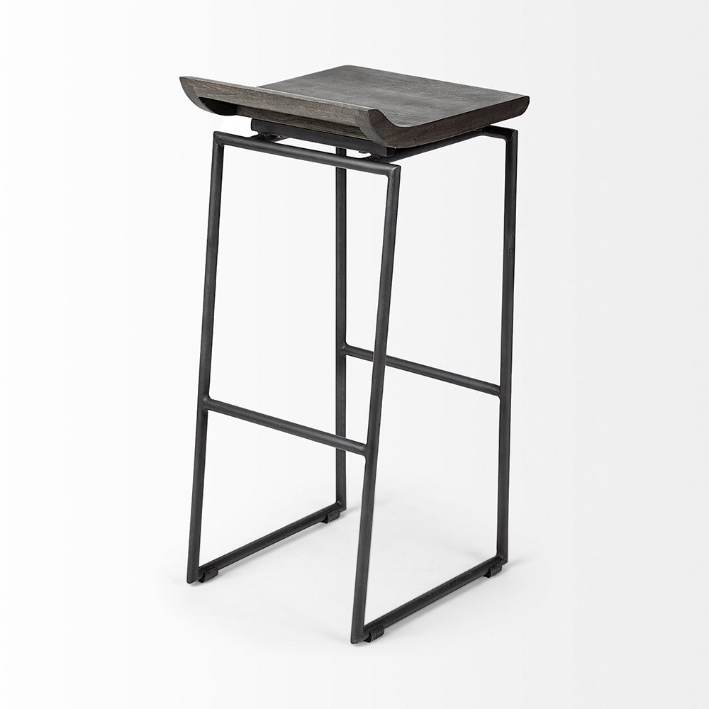 Mercana - Givens 30.25" Seat Height Black Wood Seat Black Metal Base Stool - 67853 view 5