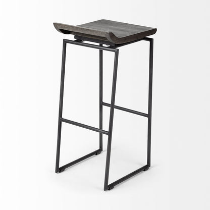 Mercana - Givens 30.25" Seat Height Black Wood Seat Black Metal Base Stool - 67853 view 5