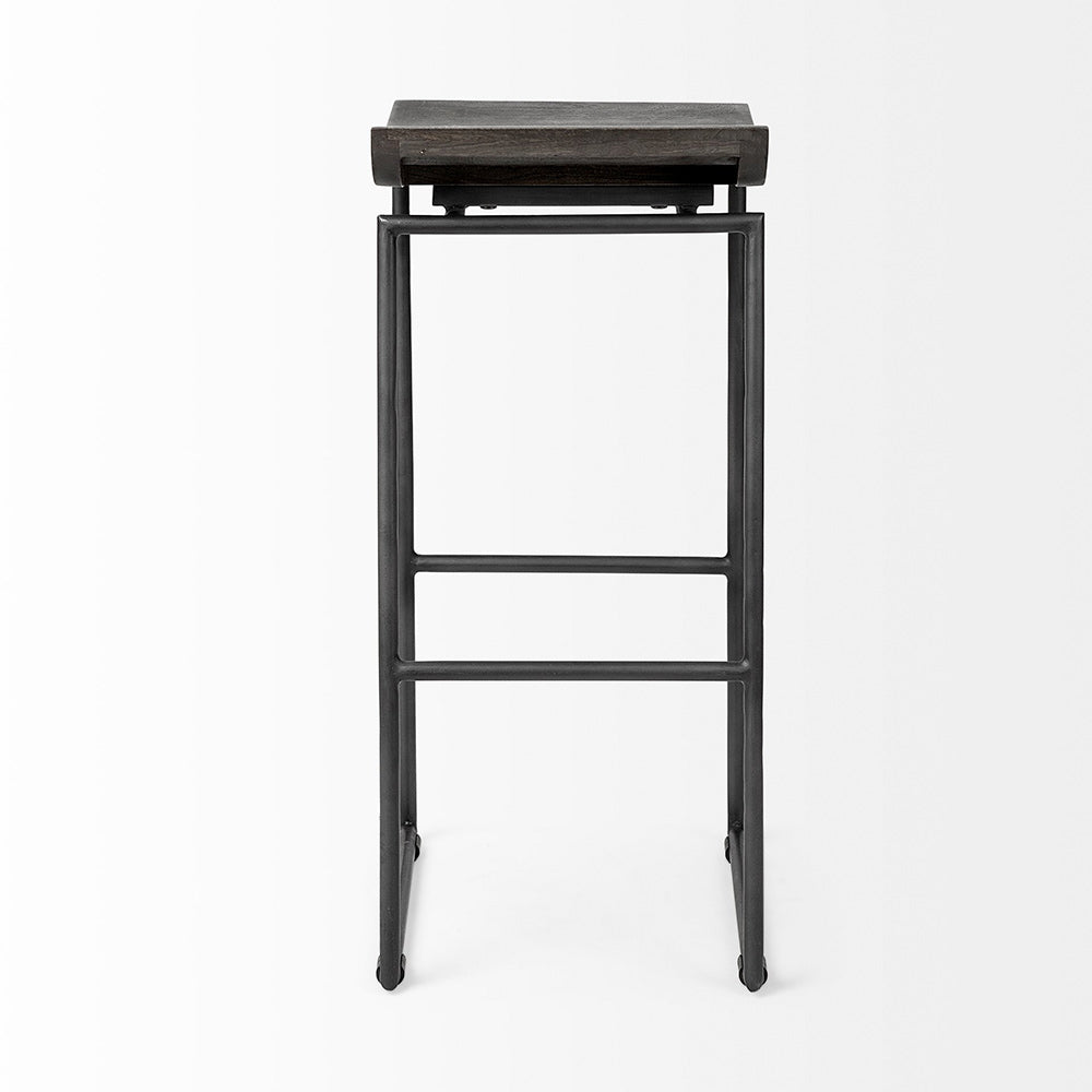 Mercana - Givens 30.25" Seat Height Black Wood Seat Black Metal Base Stool - 67853 view 6