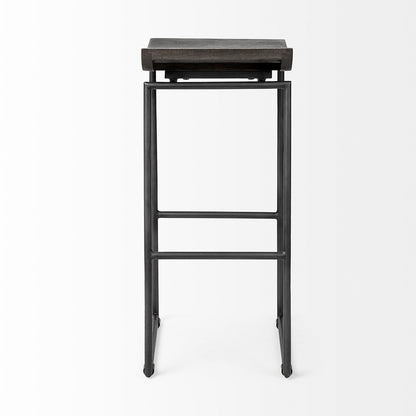 Mercana - Givens 30.25" Seat Height Black Wood Seat Black Metal Base Stool - 67853 view 6