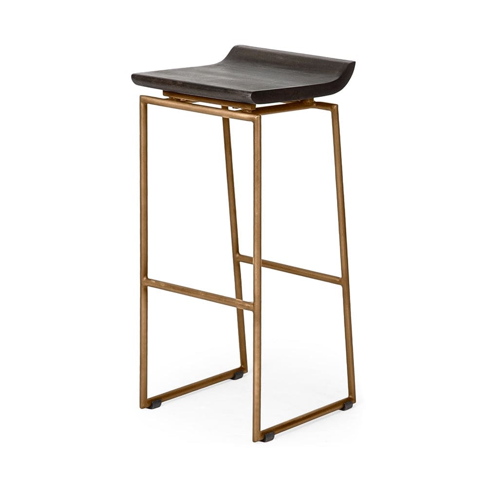 Mercana - Givens 30.25" Seat Height Brown Wood Seat Gold Metal Base Stool - 67991 view 1