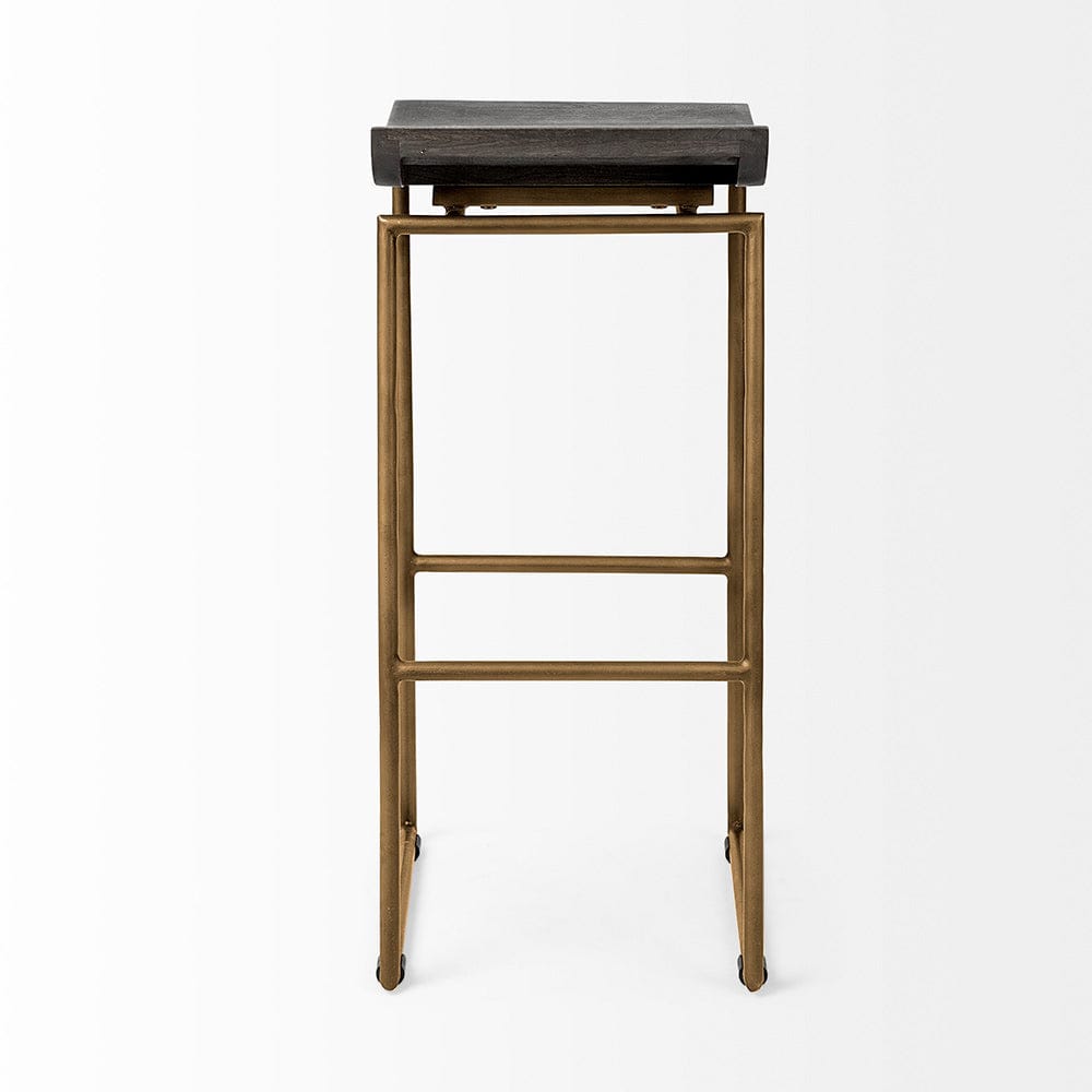 Mercana - Givens 30.25" Seat Height Brown Wood Seat Gold Metal Base Stool - 67991 view 6