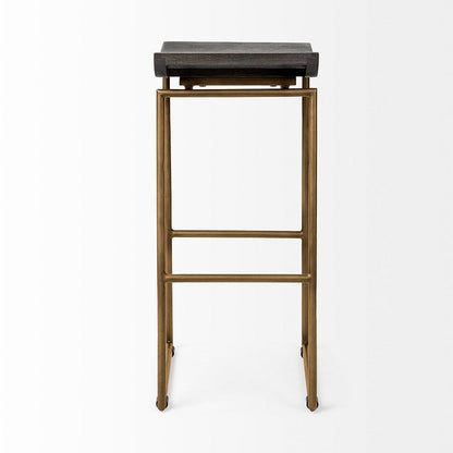 Mercana - Givens 30.25" Seat Height Brown Wood Seat Gold Metal Base Stool - 67991 view 6