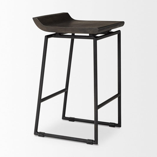 Mercana - Givens IV 24.25" Seat Height Black Wood Seat Black Frame Stool - 67992 view 2