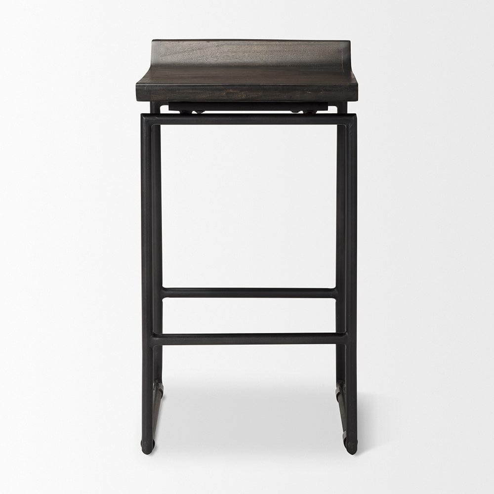 Mercana - Givens IV 24.25" Seat Height Black Wood Seat Black Frame Stool - 67992 view 4