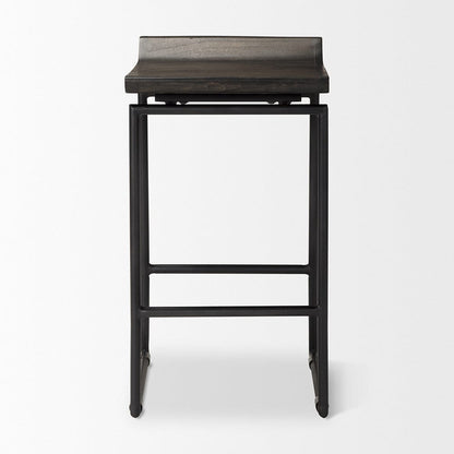 Mercana - Givens IV 24.25" Seat Height Black Wood Seat Black Frame Stool - 67992 view 4