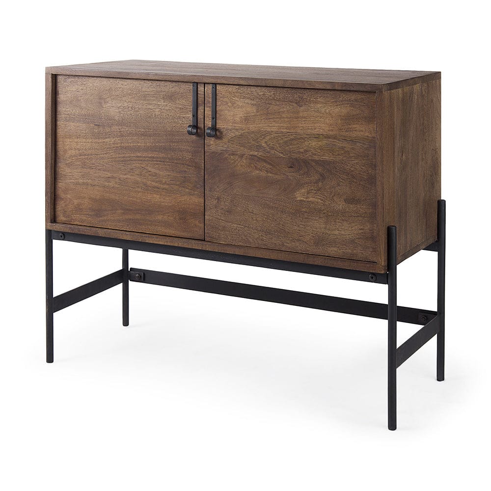 Mercana - Glenn 38L x 16W x 30H Dark Brown Wood w/ Black Iron Frame, 2 Door Accent Cabinet - 69194 view 1