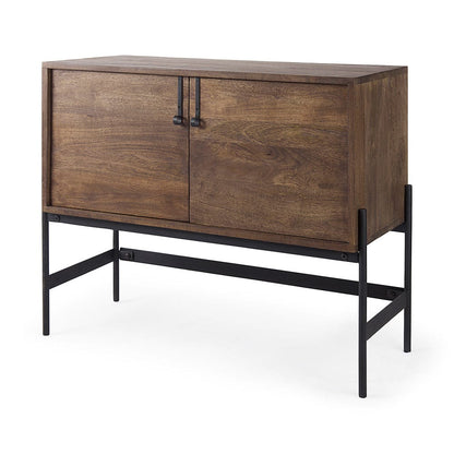 Mercana - Glenn 38L x 16W x 30H Dark Brown Wood w/ Black Iron Frame, 2 Door Accent Cabinet - 69194 view 1