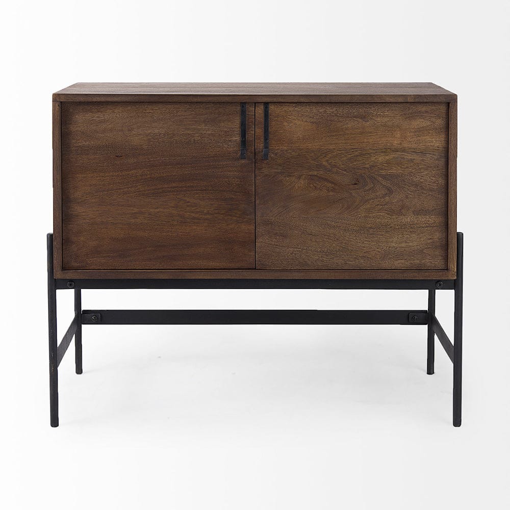 Mercana - Glenn 38L x 16W x 30H Dark Brown Wood w/ Black Iron Frame, 2 Door Accent Cabinet - 69194 view 2