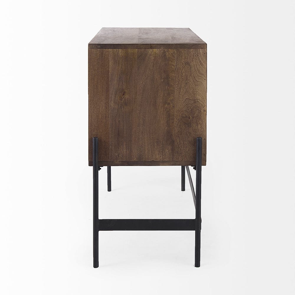 Mercana - Glenn 38L x 16W x 30H Dark Brown Wood w/ Black Iron Frame, 2 Door Accent Cabinet - 69194 view 3