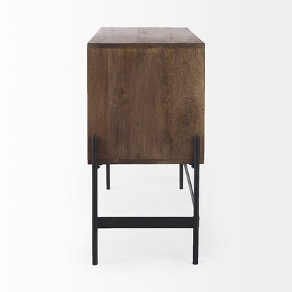 Mercana - Glenn 38L x 16W x 30H Dark Brown Wood w/ Black Iron Frame, 2 Door Accent Cabinet - 69194 view 3