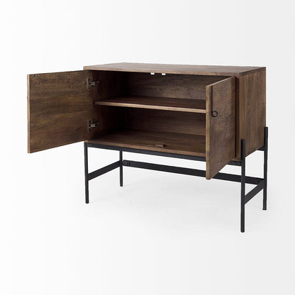Mercana - Glenn 38L x 16W x 30H Dark Brown Wood w/ Black Iron Frame, 2 Door Accent Cabinet - 69194 view 5