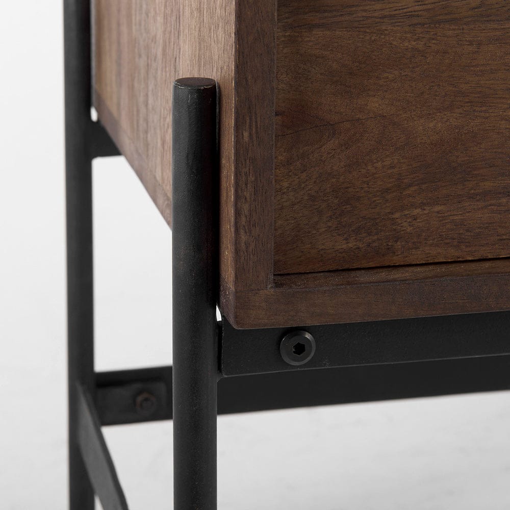 Mercana - Glenn 38L x 16W x 30H Dark Brown Wood w/ Black Iron Frame, 2 Door Accent Cabinet - 69194 view 9