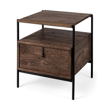 Mercana - Glenn I 20L x 21W x 24H Dark Brown Wood w/ Black Iron Frame Square End/Side Table - 69015 view 1
